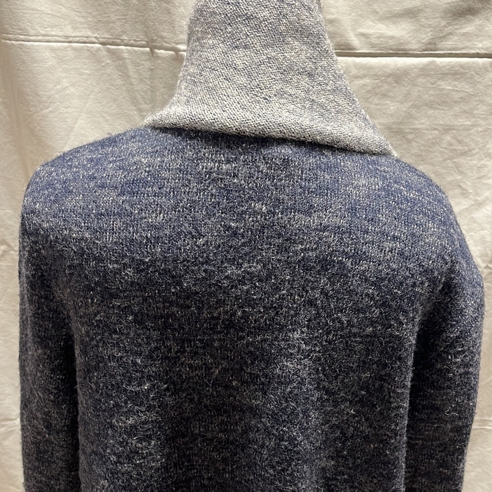 Kenar wool wrap long jacket. Blue grey, size large. - Picture 7 of 10